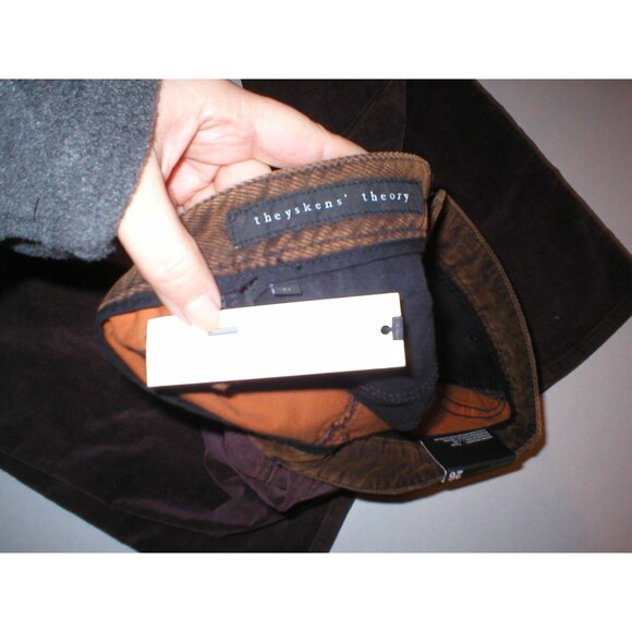 New NWT $295 Theyskens Theory Corduroy Pants Soft Womens 26 Skinny Purple Brown - Picture 6 of 7